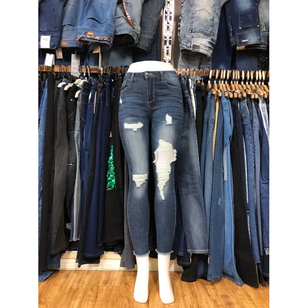 Cheap Wholesale Good Quality Skinny Ladies denim jeans women jeans stock Lots overruns branded clothing