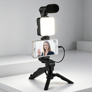 Kit de Video para Smartphone para Principiantes en Vlogs, AY-49, Luz LED, Micrófono, Trípode, Manos Libres, Blog, <span class=keywords><strong>Youtube</strong></span>, Cámara, Viajes - Product Image 1