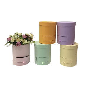 Huiya new design round gift flowers box Macaron color small drawer flower box with drawer