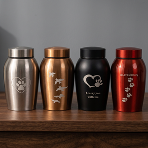 Modern Stainless Steel Pet Urn Jar Shape Airtight <b>Memorial</b> <b>Keepsake</b> for Dogs Cats Ashes - Product Image 2