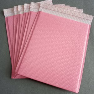 Stock black white light pink poly mailer rigid plastic poly packaging maier bubble bag