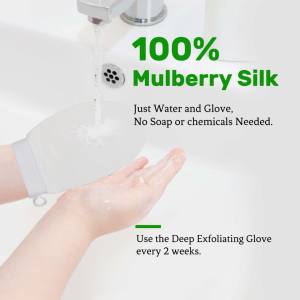 Guanto Esfoliante in Seta per Spa, Bagno, Corpo e Viso, Manopola a Doppio Lato per Doccia, Scrub Corpo Loofah, Manopola Viso 100% Seta Grezza - Product Image 3