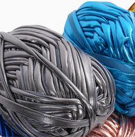 Soft Colorful Metallic Polyester Cloth Yarn for Crochet, Hand-Woven T-Shirt Yarn for DIY Punk Style Bags