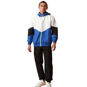 Conjunto de Chaqueta Cortavientos con Capucha para Hombre, Diseño Color Block, Informal, Transpirable, de Poliéster, para Otoño 2026 - Product Image 1