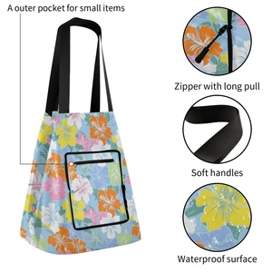 Hawaiian Custom Design Eco Friendly Women Tote Reusable <b>Bag</b> Hibiscus Flower Shoulder <b>Foldable</b> Shopping <b>Bag</b> with Logo Print - Product Image 2