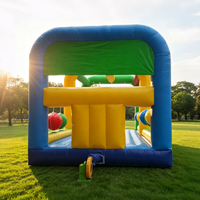 Parcours d'obstacles gonflable commercial en PVC durable, directement de l'usine, pour défis interactifs de balles en extérieur, divertissement, sport et entraînement amusant