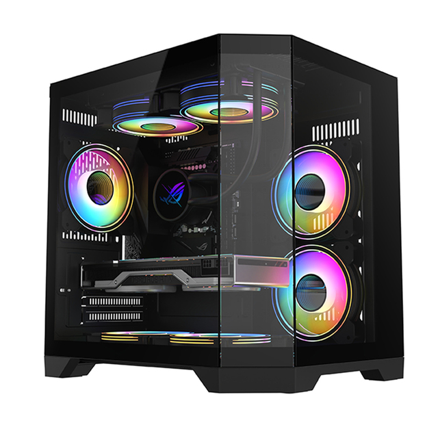 2024 Most Popular Three Sides Glass 270 Panormic Computer Case Around View Gaming PC Case Micro Atx PC Computer Gaming Cabinet