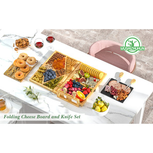 Planche à fromage en bambou Wu Family Bamboo Soul 33x22x4cm avec couvercle rabattable pour le rangement et le service des collations - Product Image 3