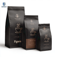 Sacs d'emballage pour café noir et doré de qualité alimentaire avec logo personnalisé, valve et fermeture éclair, pour petits grains de café, 12 oz, 500 g, Doypack