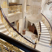 MEIXI Garde-corps d'extérieur modernes et durables, rampes d'escalier en aluminium et laiton, fixation au sol, pour villas, balcons, hôtels, garantie 1 an