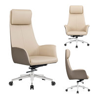 Chaise de bureau de direction LIYU, style moderne minimaliste, en cuir PU de luxe, ergonomique, dossier haut, pivotante, base chromée, pour PDG