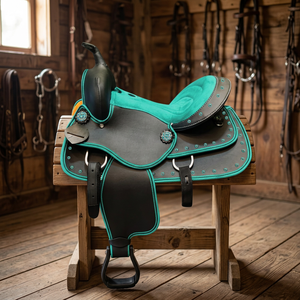 Selle de barrel racing synthétique haut de gamme optimisée pour la performance sur le circuit, durable, confortable, style western - Product Image 3