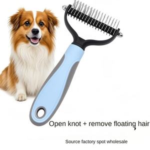 Fonte all'ingrosso di plastica eco-friendly transfrontaliera per cani pettine con nodo aperto spazzole per la depilazione forniture per animali domestici - Product Image 3