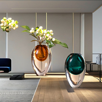 Vase en verre de luxe au design moderne pour composition florale Livraison directe de table à manger de salon Vase en verre de forme spéciale créative