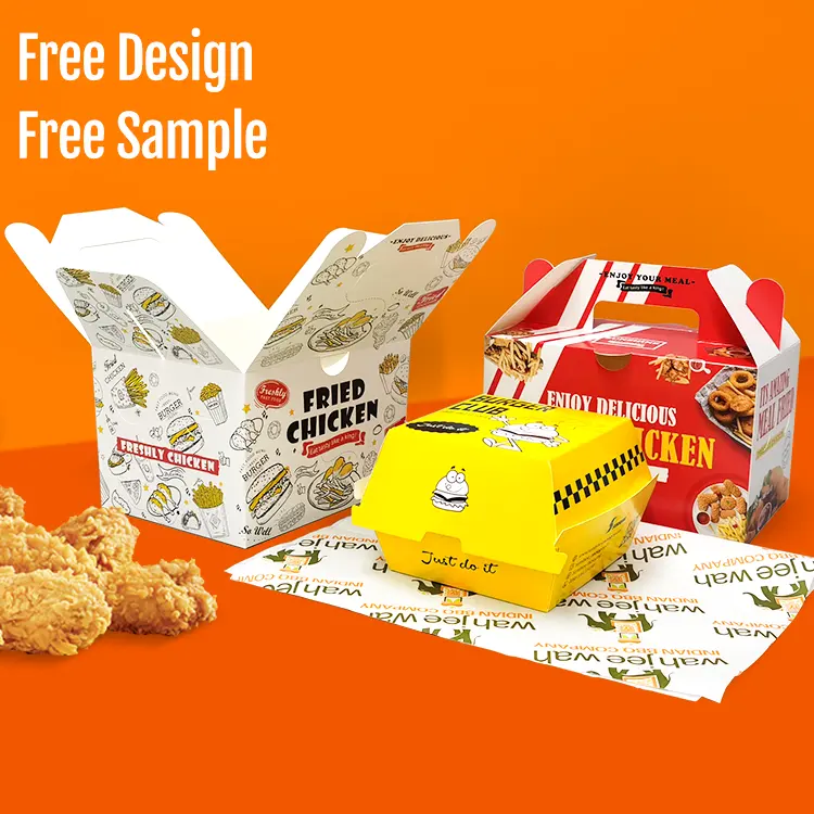 Benutzer definierte Fast-Food-Verpackung zum Mitnehmen Lebensmittel Burger Box Verpackung Benutzer definierte Flügel Fried Chicken Pommes Frites Verpackungs box