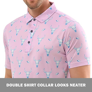 Camiseta Deportiva de Golf Floral Personalizada de Alta Calidad ODM para Hombre, de Nailon, de Secado Rápido, Manga Corta, con Bordado y Logotipo Personalizado Impreso - Product Image 3