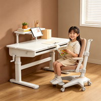 Table d'étude ergonomique pour enfant réglable en hauteur avec étagère de rangement, design moderne en bois et métal pour la maison, le bureau et la chambre à coucher