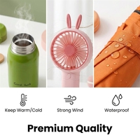 Coffret Cadeau de Voyage Premium Lunaire avec Bouteille Isotherme, Ventilateur à Main, Parapluie Pliant et Ventilateur Mobile pour Cadeaux d'Anniversaire et Fête des Mères
