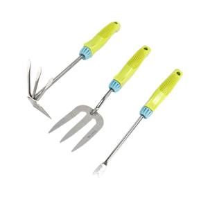 Fourche de jardin verte en acier inoxydable à 3 dents, poignée antidérapante pour le jardinage, le desserrage du sol et l'entretien des plantes - Product Image 4