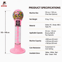 Distributeur automatique de bonbons et de jouets en capsules à monnayeur, sans électricité, garantie 1 an, japonais, espagnol, anglais