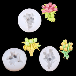Baru DIY 3D buket Tulip cetakan silikon buket lilin aromaterapi cetakan Gel tetes gipsum - Product Image 2