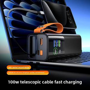 พาวเวอร์แบงค์ 20000mAh 100W ชาร์จเร็ว พร้อมสายชาร์จแบบยืดหดได้ หน้าจอ LED สาย Type C ในตัว สำหรับ Android - Product Image 4
