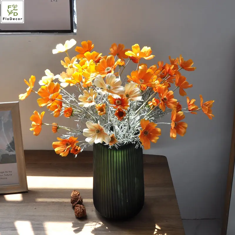 Flores de margaritas de crisantemo para decoración del hogar, 6 cabezas artificiales, Cosmos, alta calidad, venta al por mayor