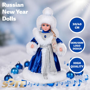 Электрическая плюшевая кукла Снегурочка на батарейках, поющая и танцующая, синяя, музыкальная, для дома, 30/40 см - Product Image 4