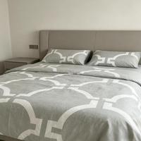 Ensemble de literie 4 pièces Queen en gros, 500TC, imprimé pigmenté, en polyester, 1 housse de couette, 1 drap plat, 2 taies d'oreiller, personnalisable