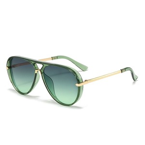 Lunettes de soleil aviateur rétro pour hommes européens et américains, double pont, vert fluorescent, avec grande monture passe-partout style <span class=keywords><strong>crapaud</strong></span> - Product Image 1