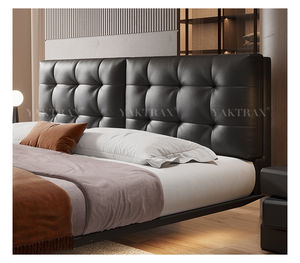 <span class=keywords><strong>Lit</strong></span> de conception italienne inspiré des nuages, en cuir noir mat, inclinaison manuelle, base de soutien cachée, chambre principale moderne - Product Image 2