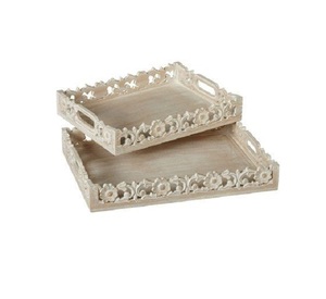 Ensemble de plateaux de service en bois d'acacia, best-seller, 3 pièces, décoratif, table basse pour salon, hôtel, restaurant, pour Noël - Product Image 3