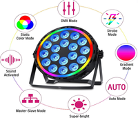 Paquete de 12 Luces LED RGBW 18x6W RGBWA UV 6en1, Iluminación de Efectos Especiales para Escenarios, con Tira Auxiliar DMX512, para Fiestas, Eventos, Bodas, Clubes