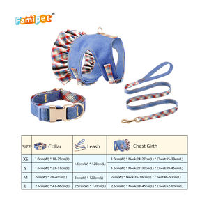Famipet, fabricante de tela vaquera personalizada, Serie de diseño, accesorios ajustables para mascotas, conjunto de arnés y <span class=keywords><strong>collar</strong></span> de correa para perros - Product Image 2
