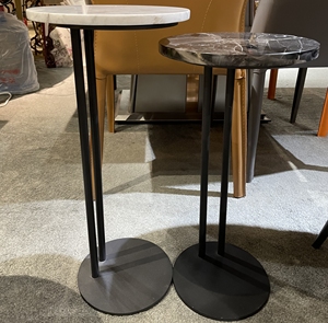 JS T046 Tavolino da Caffè Alto Angolare Economico in Stile Foshan, Bianco e Nero con Motivo Floreale, Tavolino Laterale in Marmo per Hotel e Ville - Product Image 6