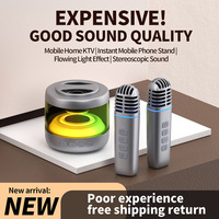Haut-parleur Karaoké Portable Sans Fil à Succès avec 2 Microphones, Éclairage LED RGB, Mini Support Téléphone Magnétique Étanche, Enceinte Bluetooth