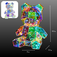 Lampe de chevet LED Ours en peluche irisé, holographique prismatique, à brancher, moderne, blanc chaud, pour chambre d'enfant et de bébé