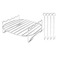 Accessoires de barbecue en acier inoxydable de qualité alimentaire, grille à vapeur à double couche, friteuse à air circulaire avec brochettes