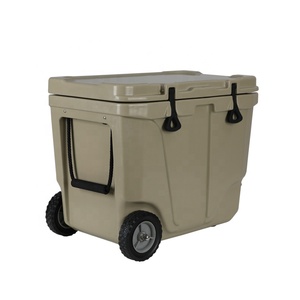Portable New design 45L 55QT 60L Plastic Picnic Ice Box Food Beer Cans Cooler Box With Wheel