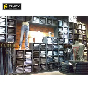 Exhibidor de ropa de Jeans montado en la pared para diseño de tienda de Interior