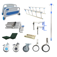 Pièces détachées personnalisables pour lits d'hôpital, têtes et pieds de lit médical, barrières latérales pliantes, roulettes et manivelles