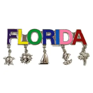 Kustom Miami Florida Pantai Turis Souvenir Liontin Logam Magnet Kulkas dengan Pesona