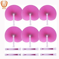 Mgg Éventail pliant en papier de petite taille, en forme de pêche, avec poignée en plastique colorée, pour décorations, style minimalisme moderne, pour mariage, Zhejiang Six