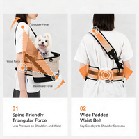 Sac bandoulière mains libres avec soutien lombaire, sangle d'épaule rembourrée en nylon pour chien jusqu'à 7 kg, pour la promenade et le transport, avec siège de hanche