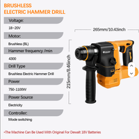 Perceuse à percussion sans fil et marteau perforateur avec moteur sans balais, batterie lithium-ion 18V, énergie de percussion 2.0, pour usage industriel/bricolage