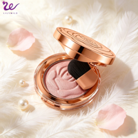 Paleta de Rubor 3 en 1 Personalizada con Espejo y Brocha, Marca Privada, Vegano, Mineral, Alta Pigmentación, Brillo Duradero, Polvo Facial Color Oro Rosa