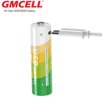 Paquete de 4 Pilas Recargables USB Tipo-C de 1.5V y 2500mWh AA, Pilas Cilíndricas de Iones de Litio para Juguetes