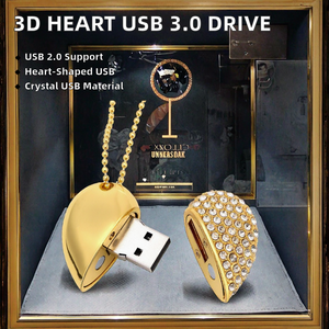Pha lê hình trái tim USB 3.0 Ổ Đĩ<span class=keywords><strong>a</strong></span> Flash 128Mb Công suất 3D đồ trang sức Pendrive mới món quà cưới <span class=keywords><strong>Memory</strong></span> Stick với giao diện USB - Product Image 3