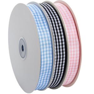 Pita Plaid Cetak Embos Hanfan untuk Dekorasi Natal, DIY, Kue, dan Bunga, Warna Hitam Putih dan Berwarna-warni - Product Image 1