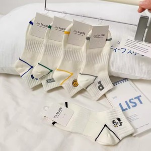 White Women's Ankle Socks Polyester Cotton Breathable Sweat Absorbing Summer Casual Low Cut Student Style Socks - Product Image 3